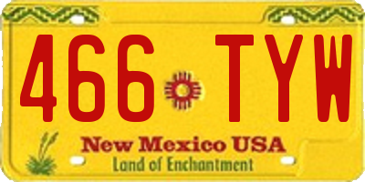 NM license plate 466TYW