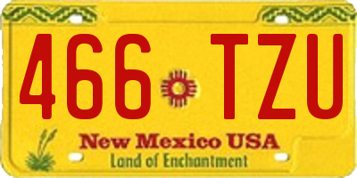 NM license plate 466TZU