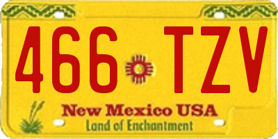 NM license plate 466TZV