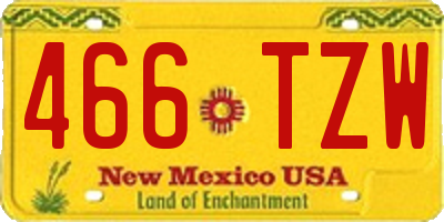 NM license plate 466TZW