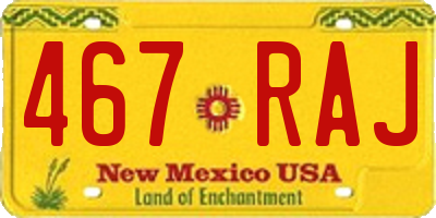 NM license plate 467RAJ