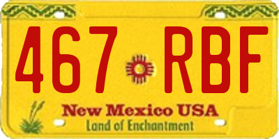 NM license plate 467RBF