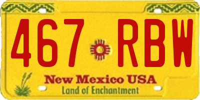 NM license plate 467RBW