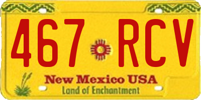 NM license plate 467RCV