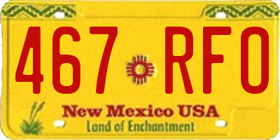 NM license plate 467RFO