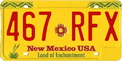 NM license plate 467RFX