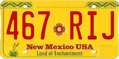 NM license plate 467RIJ