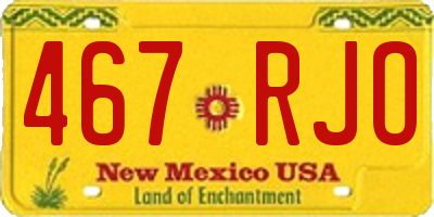 NM license plate 467RJO