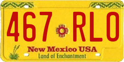 NM license plate 467RLO