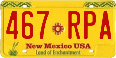NM license plate 467RPA