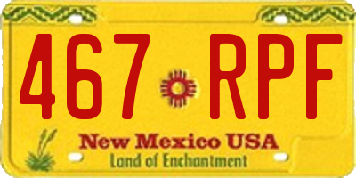 NM license plate 467RPF