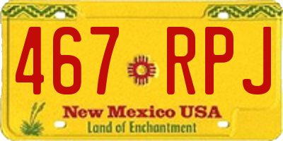 NM license plate 467RPJ