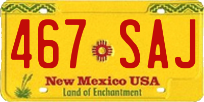 NM license plate 467SAJ