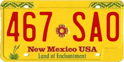 NM license plate 467SAO