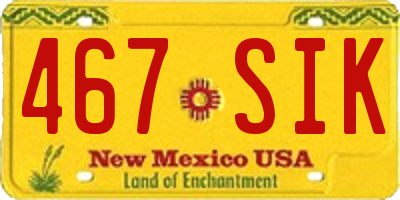 NM license plate 467SIK