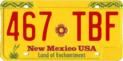 NM license plate 467TBF