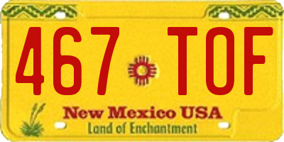 NM license plate 467TOF