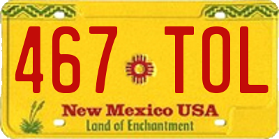 NM license plate 467TOL