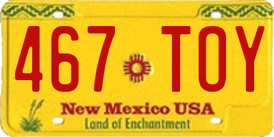 NM license plate 467TOY
