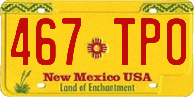 NM license plate 467TPO