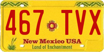 NM license plate 467TVX