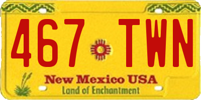 NM license plate 467TWN