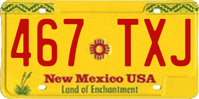 NM license plate 467TXJ