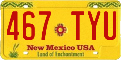 NM license plate 467TYU