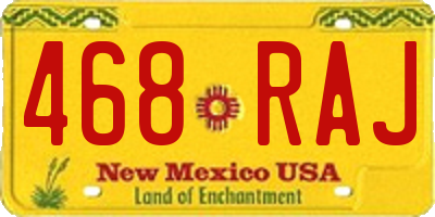 NM license plate 468RAJ