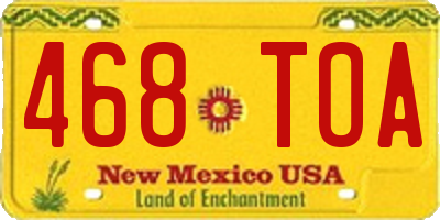 NM license plate 468TOA