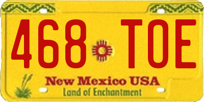 NM license plate 468TOE