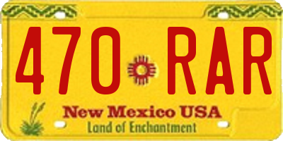 NM license plate 470RAR