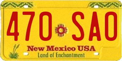 NM license plate 470SAO