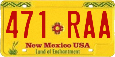 NM license plate 471RAA