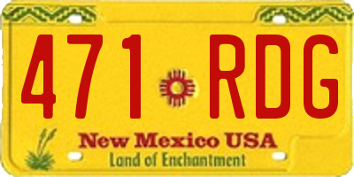 NM license plate 471RDG