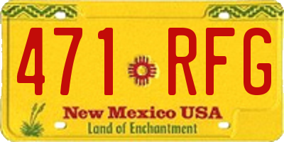 NM license plate 471RFG
