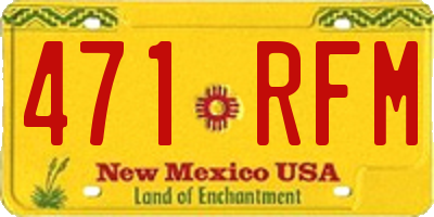 NM license plate 471RFM