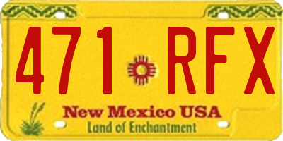 NM license plate 471RFX