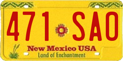 NM license plate 471SAO