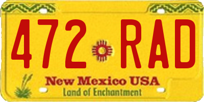 NM license plate 472RAD