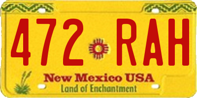 NM license plate 472RAH