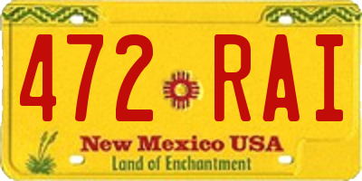 NM license plate 472RAI