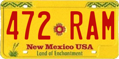 NM license plate 472RAM
