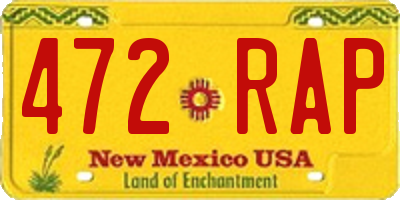 NM license plate 472RAP