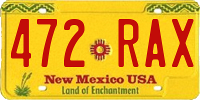 NM license plate 472RAX