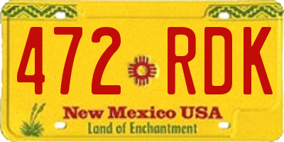 NM license plate 472RDK