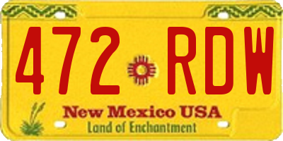 NM license plate 472RDW