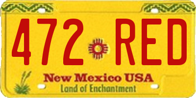 NM license plate 472RED