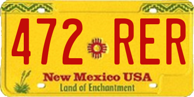 NM license plate 472RER