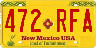 NM license plate 472RFA